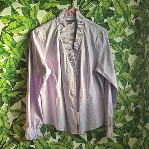 Brooks Brothers Light Lavender Ruffle-Trim Button Front Blouse NWT